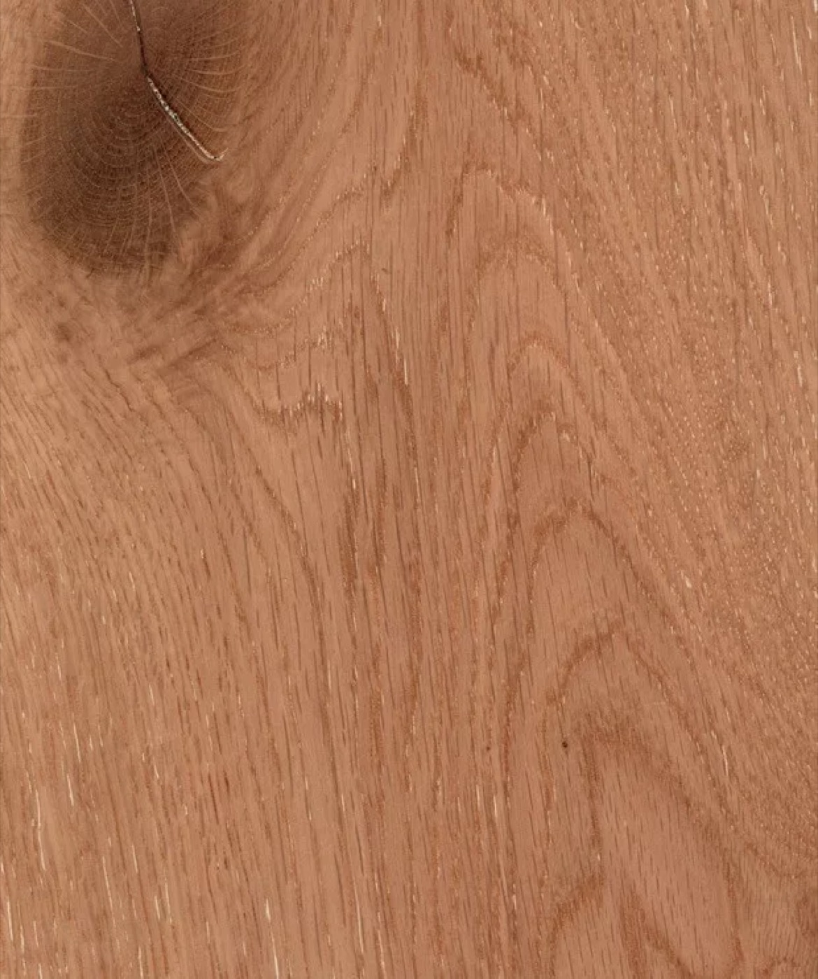 Heritage Istanbul engineered timber flooring board, warm rose-copper toned oak with character knots